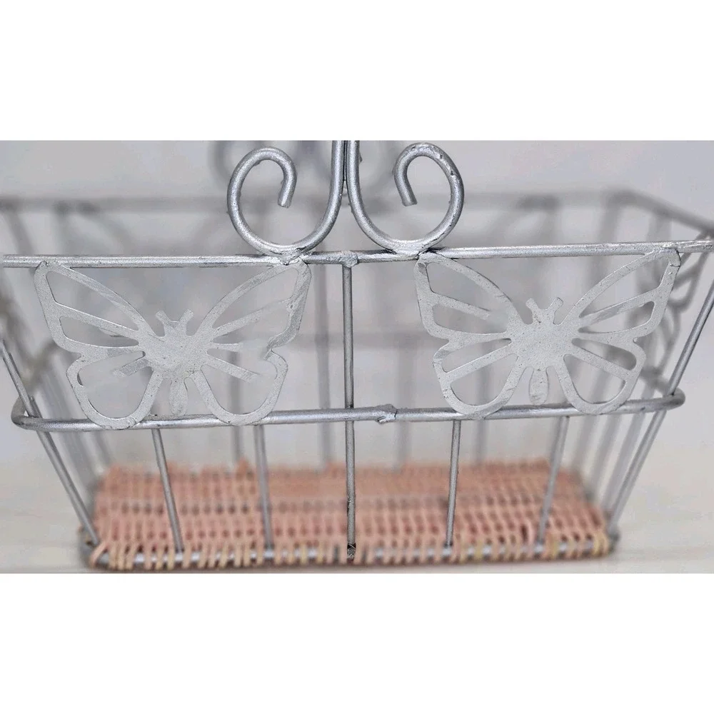 Butterfly Metal Wire Basket w/Handle. Easter, Baby, Seasonal‎ Decoration